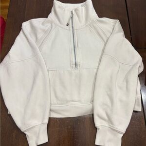 Lululemon Cream crop scuba Half-Zip Pullover Sweatshirt